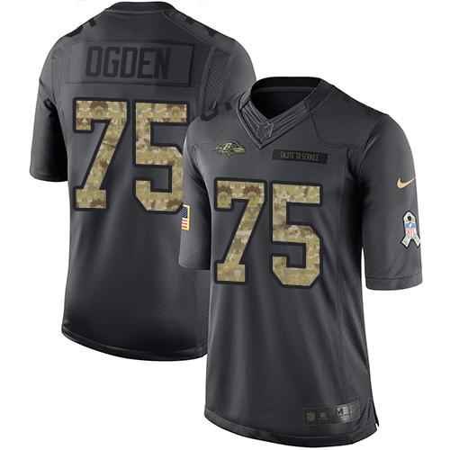 Nike Ravens #75 Jonathan Ogden Black Men's Stitched NFL Limited 2016 Salute to Service Jersey - Click Image to Close